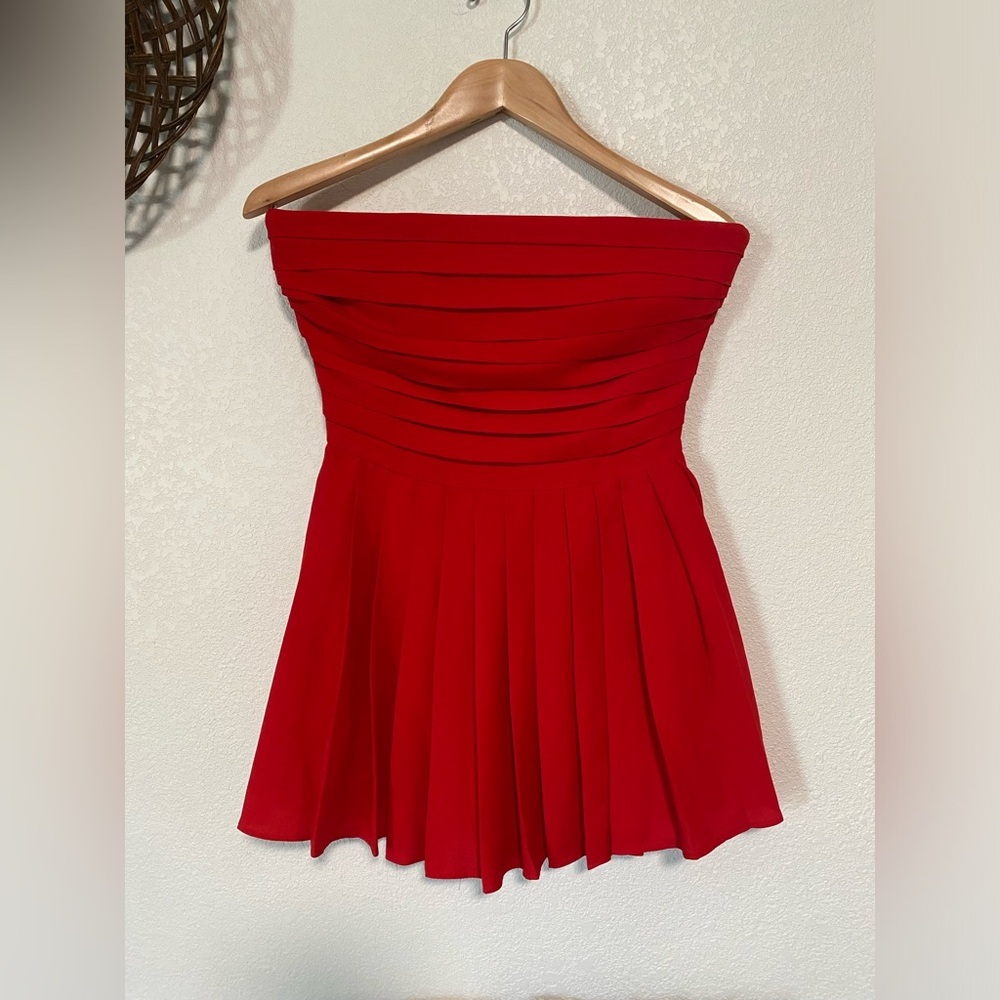 RACHEL ROY RED  Strapless Pleated DRESS NWOT